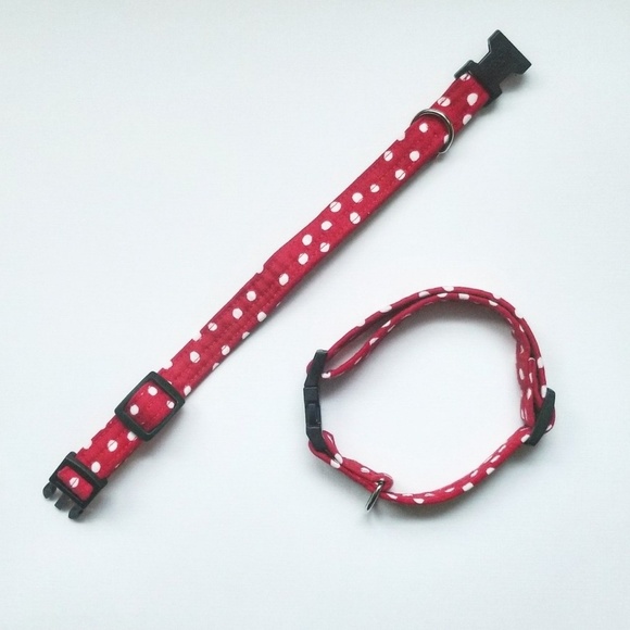 Adorable red and white polka dot collar - Picture 5 of 7